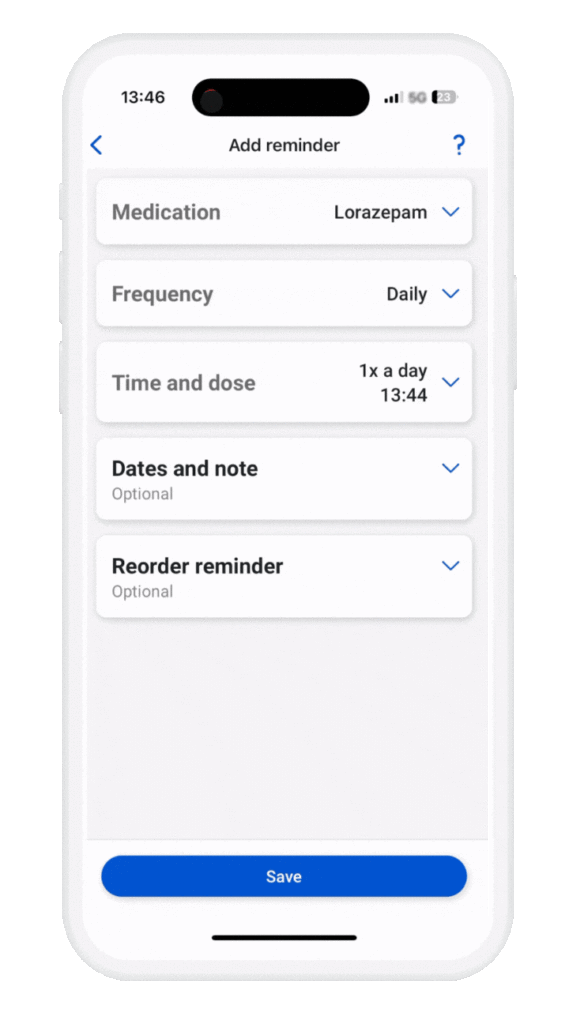 Medication in app reminder